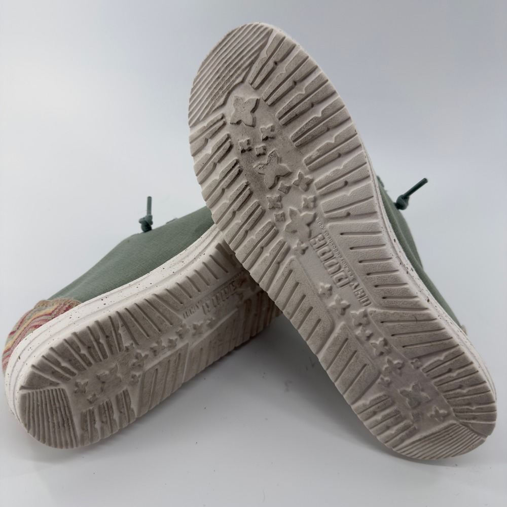 Hey Dude Wendy Aloe Green Canvas Slip On Loafers Shoes Womens 8 - Picture 6 of 6